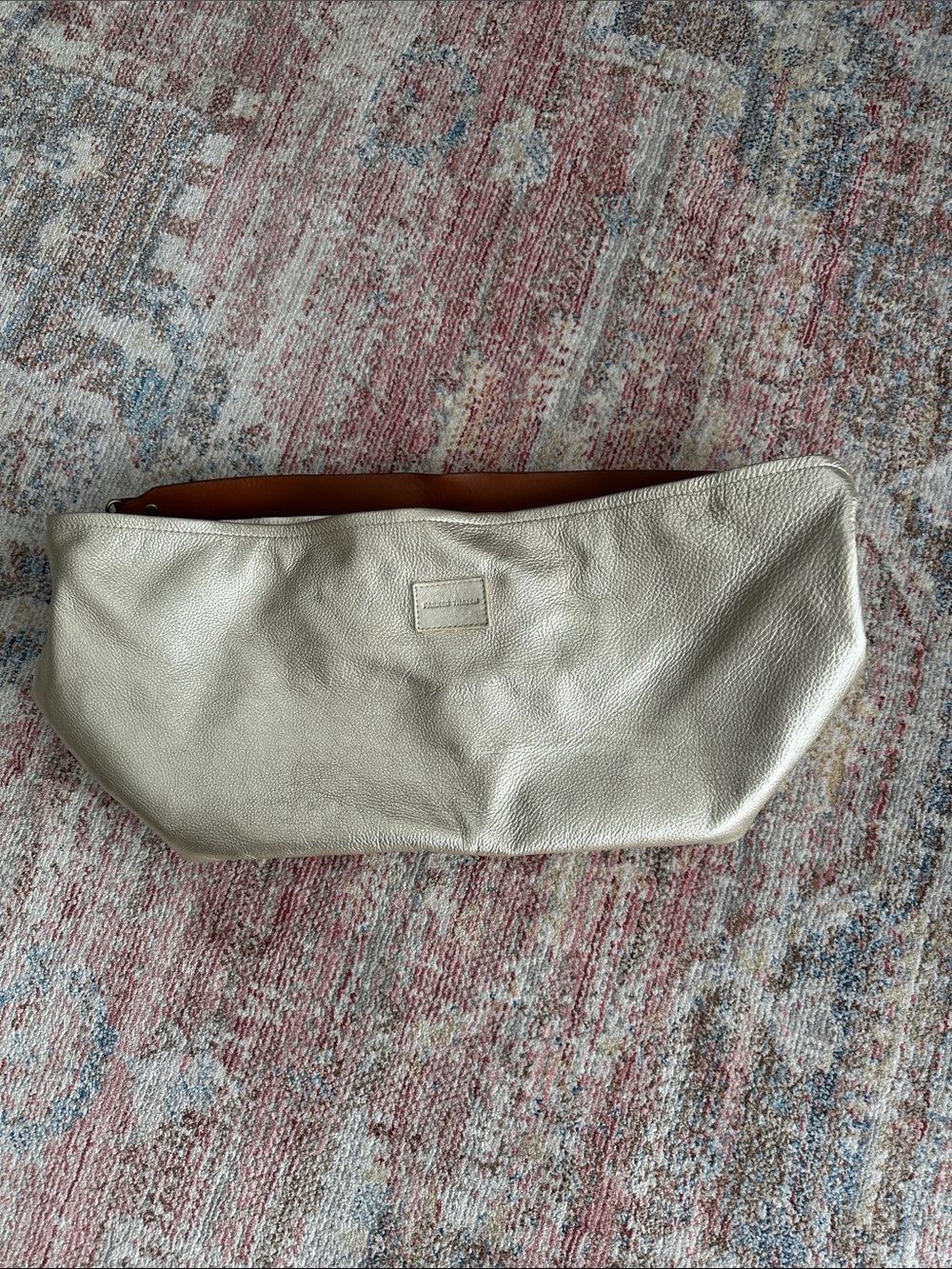Parker Thatch Slouchy Leather Bag in Platinum Gold  w/ Brown Leather Strap